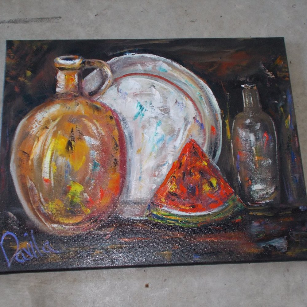 New "Evening Watermelon" oil painting, 16"x20"